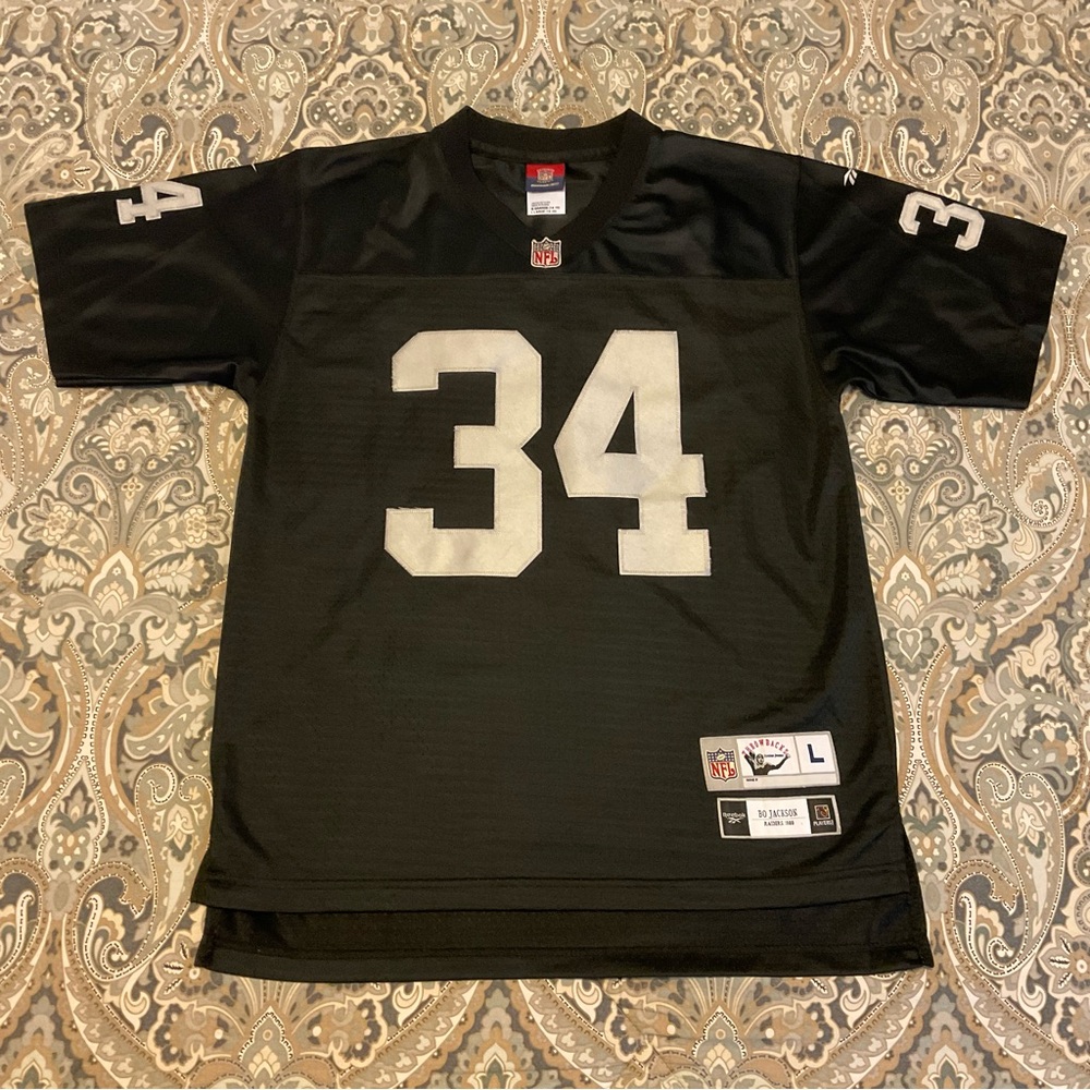 Reebok NFL Trowbacks 1988 Raiders Bo Jackson #34 Jersey Youth Sz Large